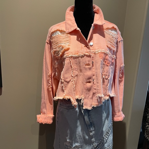 LOVE - Jean Jacket in Papaya - gorgeous and fun. - Picture 3 of 8